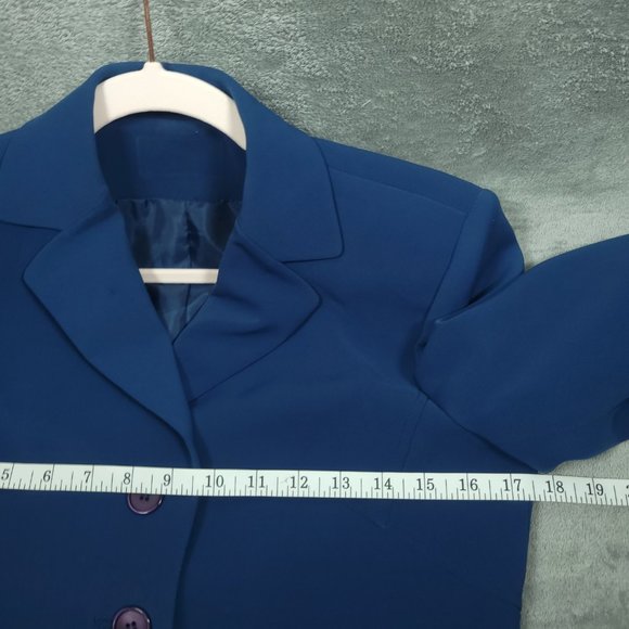 Kasper Petite Blazer Jacket Women's PS Polyester Blend Blue 3 Buttons - Picture 10 of 15